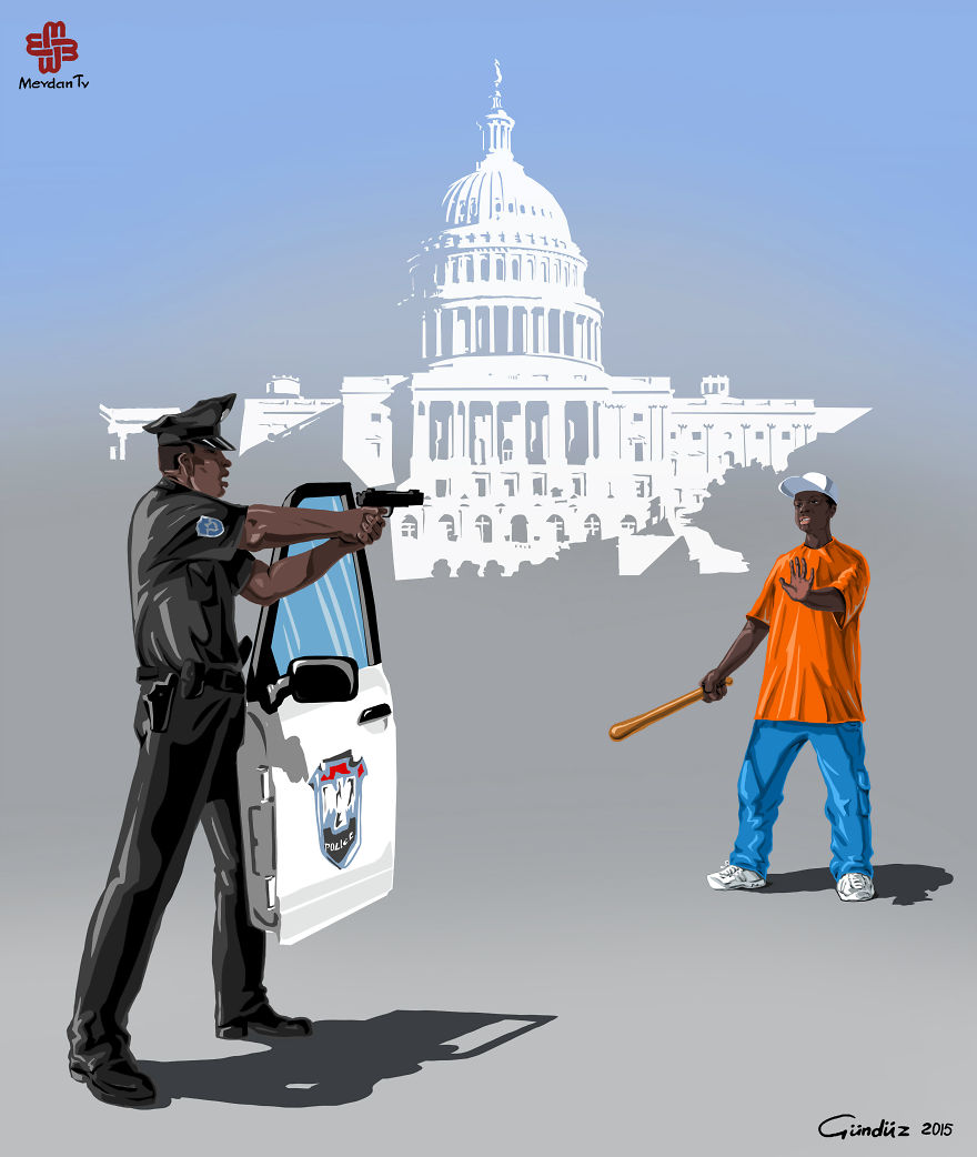 Карикатури, осмиващи полицейската жестокост по света