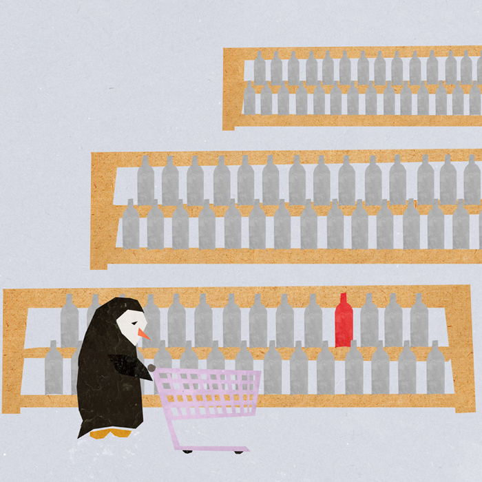 Пингвинът и неговата бутилка вино