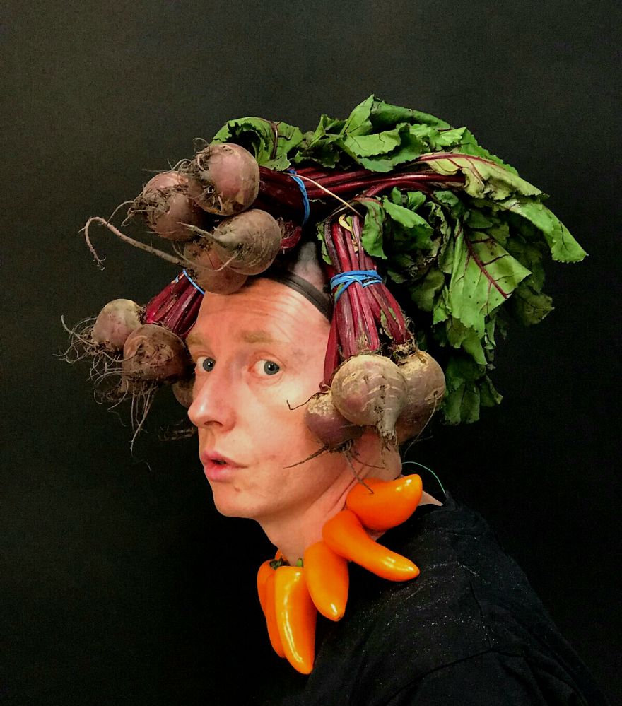 Портрети със зеленчуци, осмиващи преклонението ни пред модата