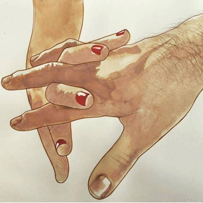 20 интимни илюстрации, които отразяват магията на докосването