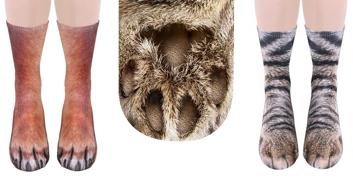 Реалистични чорапи, приличащи на животински лапи
