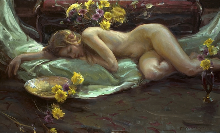 Жени и цветя в прекрасни картини