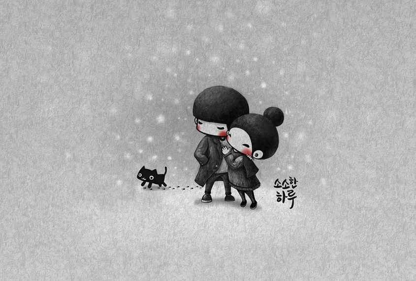 Сладките моменти на влюбените в прекрасни илюстрации