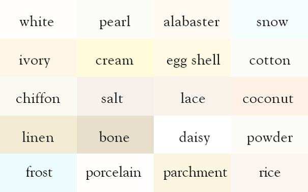 Имената на цветовете, описани в книгите