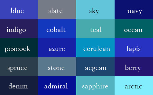Имената на цветовете, описани в книгите