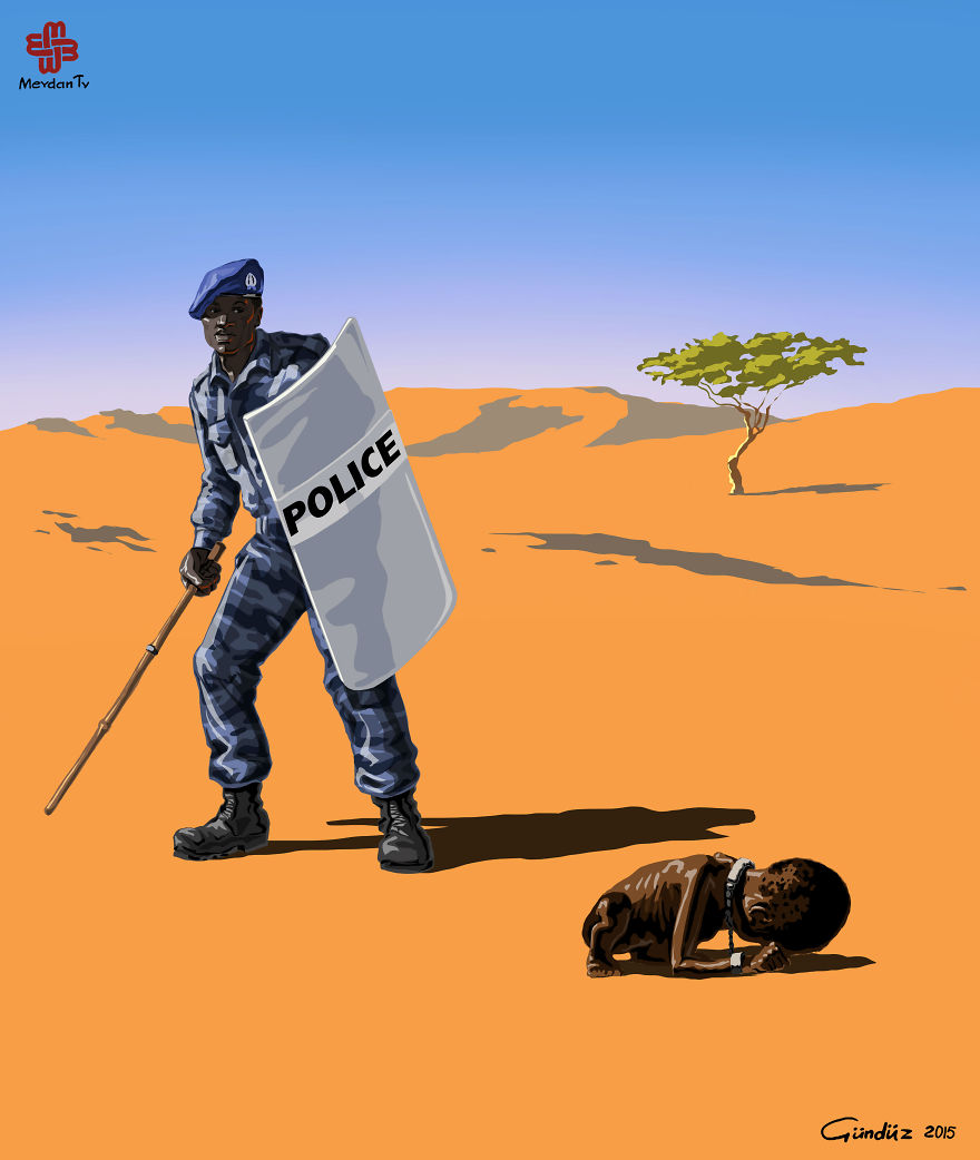 Карикатури, осмиващи полицейската жестокост по света