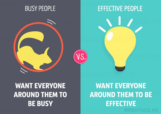 13 генерални разлики между заетите и ефективните хора