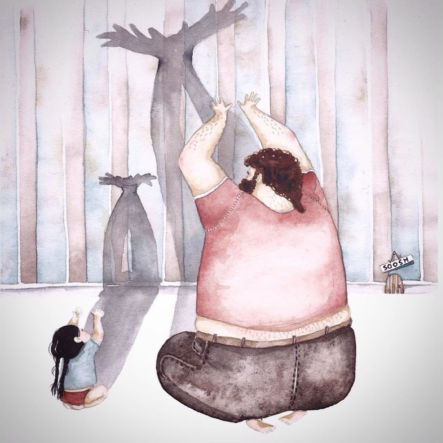 Най-трогателните илюстрации, показващи любовта на бащата към малкото му момиченце