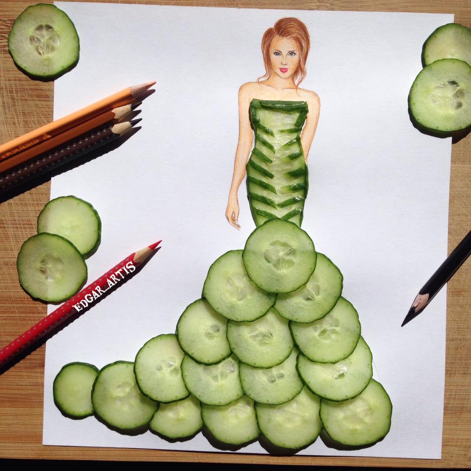Креативни скици на дрехи от храна