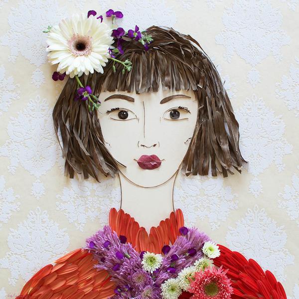 Портрети от цветя, листа и клонки