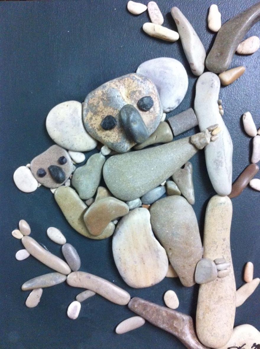 Изкуство от камъчета, намерени на морския бряг
