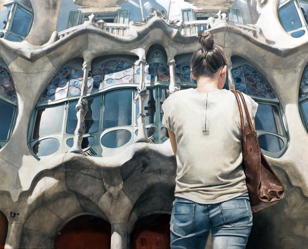 Реалистични рисунки на градски типажи по улиците на Барселона