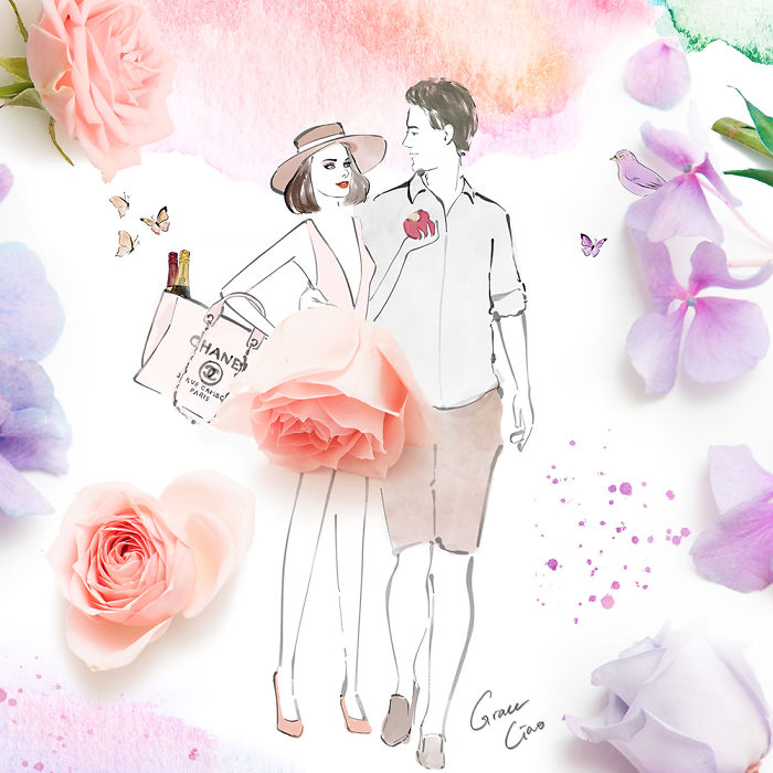 Романтични илюстрации на влюбени двойки