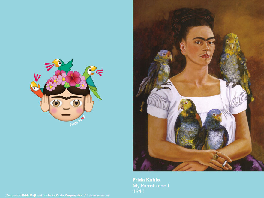 Най-популярните автопортрети на Фрида Кало като супер яки емотикони