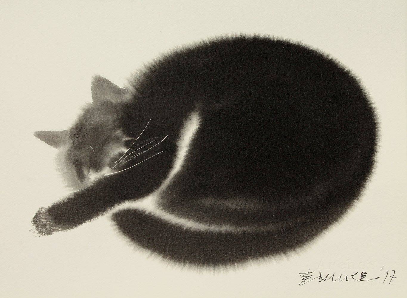 Уникални черни котки: акварел и мастило