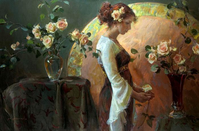 Жени и цветя в прекрасни картини