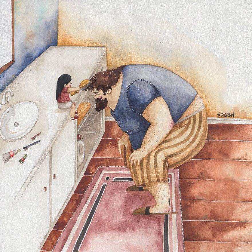 Най-трогателните илюстрации, показващи любовта на бащата към малкото му момиченце (II част)