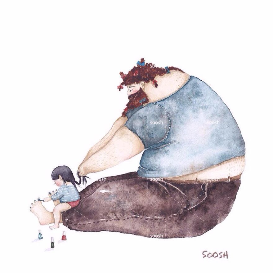 Най-трогателните илюстрации, показващи любовта на бащата към малкото му момиченце (II част)