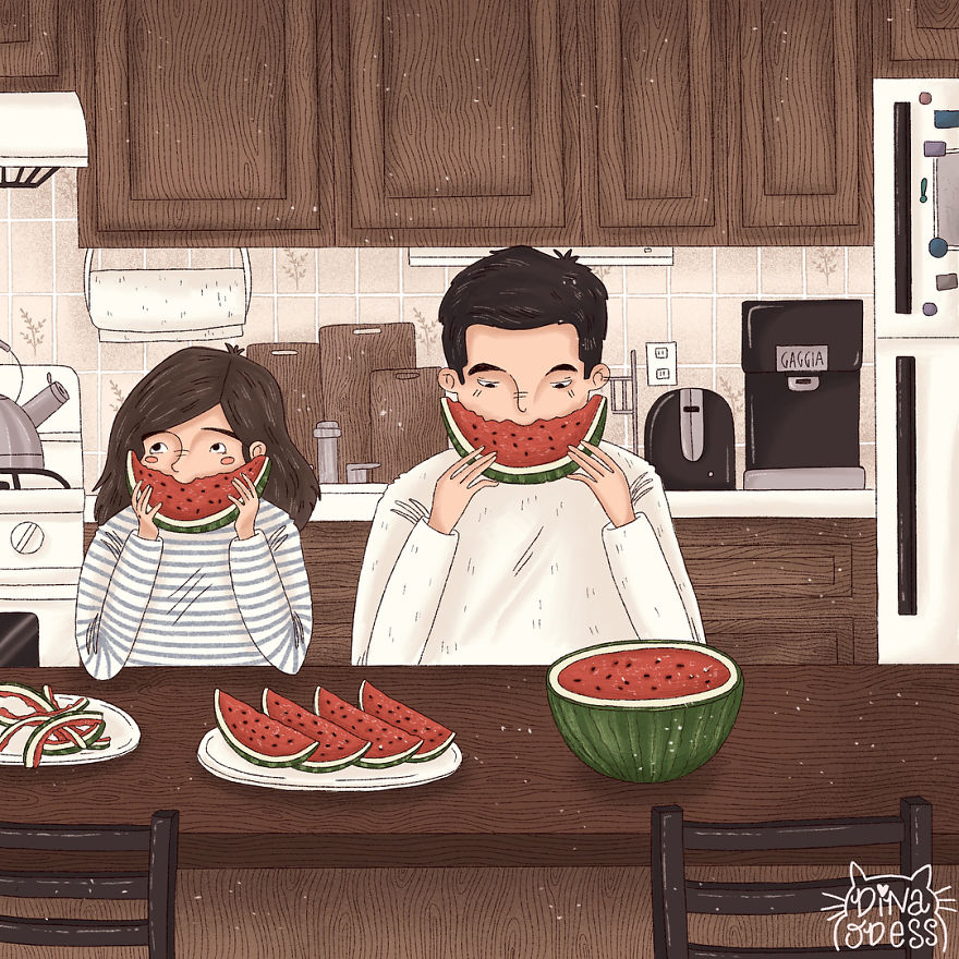 Сладки илюстрации, показващи малките радости на семейния живот