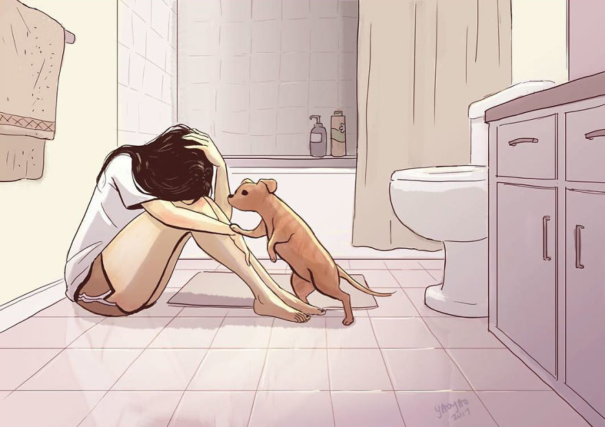 Животът с любимото куче: страхотни илюстрации