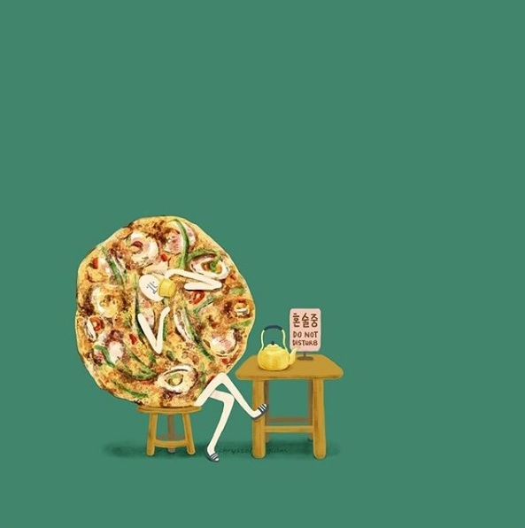 Хумористични илюстрации с храна