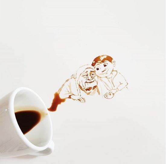 Прекрасни рисунки, създадени с разлято кафе