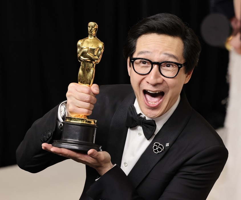 Ke Huy Quan, winner of Best Actor in a Supporting Roll award for ‘Everything Everywhere All at Once’ poses in the press room during the 95th Annual Academy Awards at Ovation Hollywood on March 12, 2023 in Hollywood, California. (Photo by Rodin Eckenroth/Getty Images)