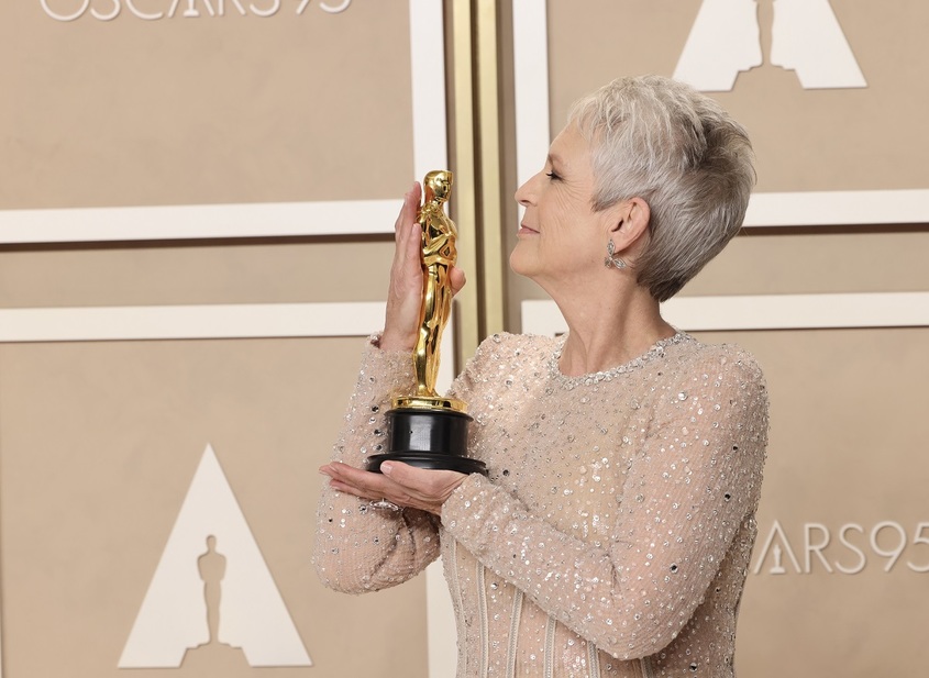 Jamie Lee Curtis, winner of Best Actress in a Supporting Roll award for ‘Everything Everywhere All at Once’ poses in the press room during the 95th Annual Academy Awards at Ovation Hollywood on March 12, 2023 in Hollywood, California. (Photo by Rodin Eckenroth/Getty Images)