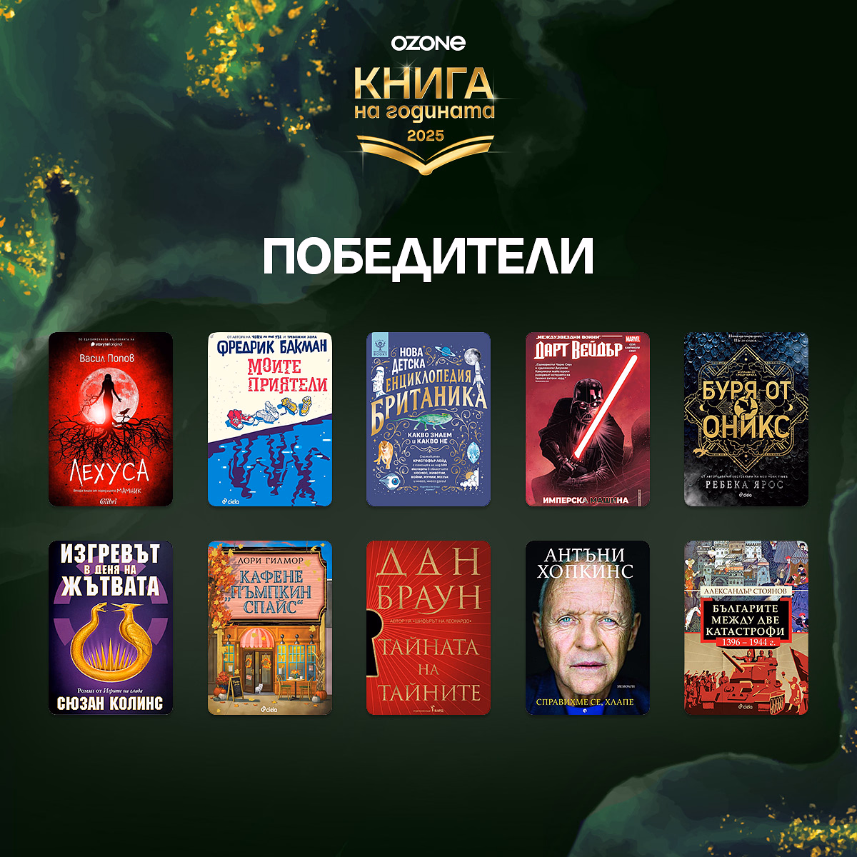 Читателите избраха ''Книга на годината 2025''. Дан Браун, Васил Попов и Фредрик Бакман са сред любимците на България
